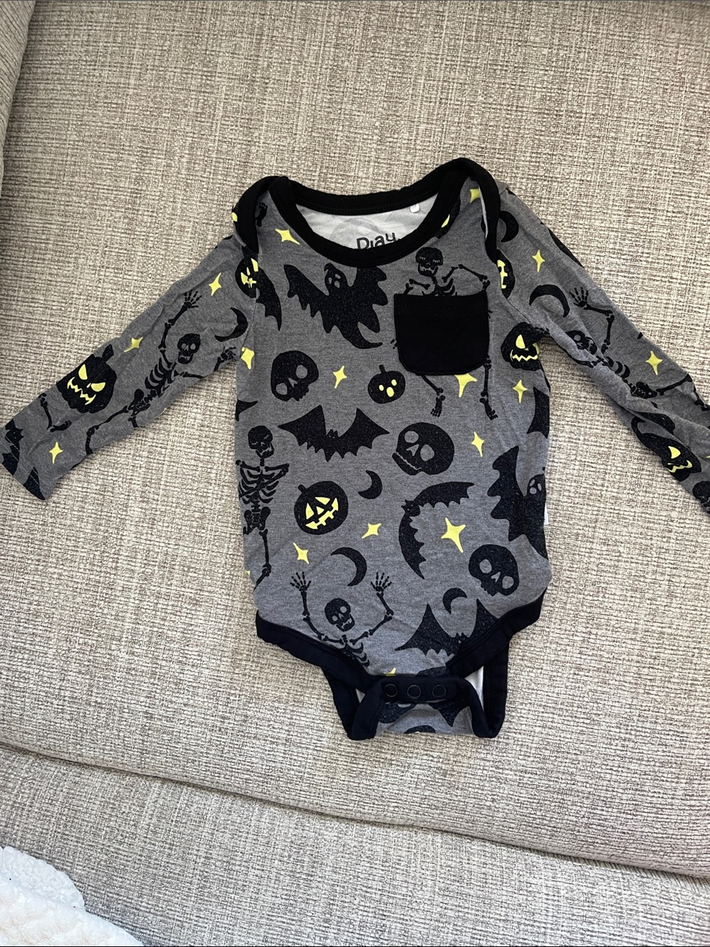 Littlesleepies Gray Halloween Print One-Piece Bodysuit